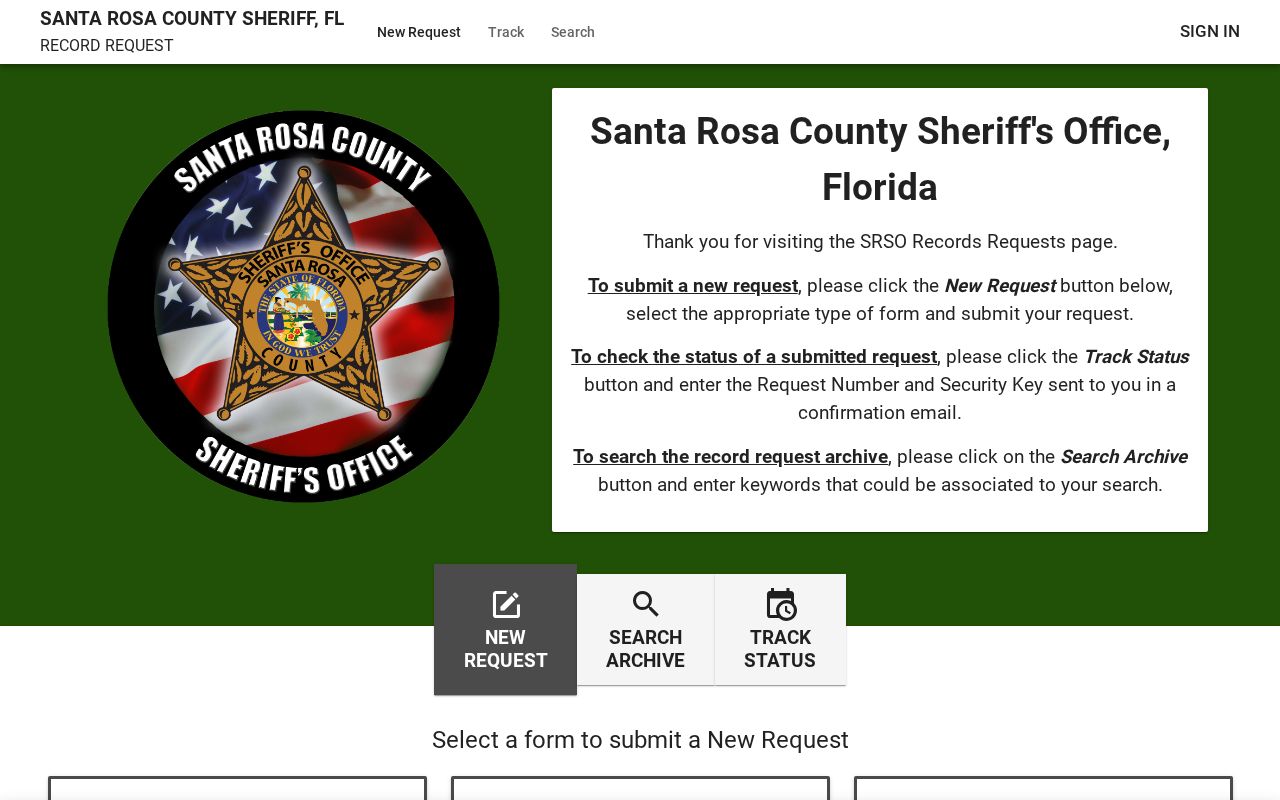 Santa Rosa County release records request form