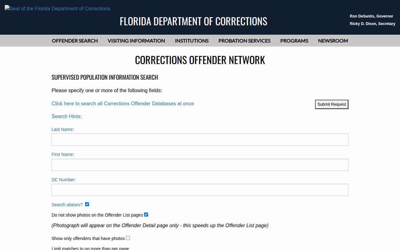 Santa Rosa County parole and probation community supervision search